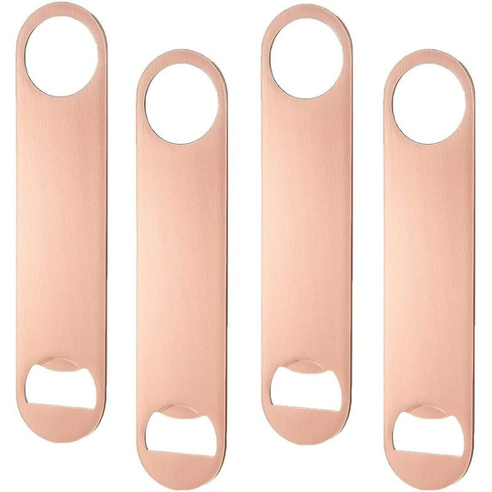 4 PCS Beer Bottle Openers,Bar Key for Bartender,Simple and Effective Flat Beer Openers(Rose-Gold)