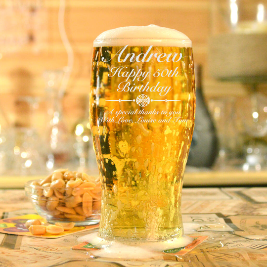 Personalised 50th Birthday Pint Glass In Box