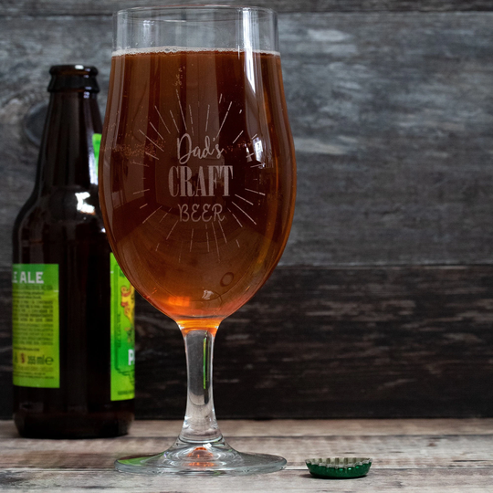 Engraved Beer Glass Sunburst , A Perfect Father's Day Gift, Personalised Custom Glassware Beer Glass, Craft