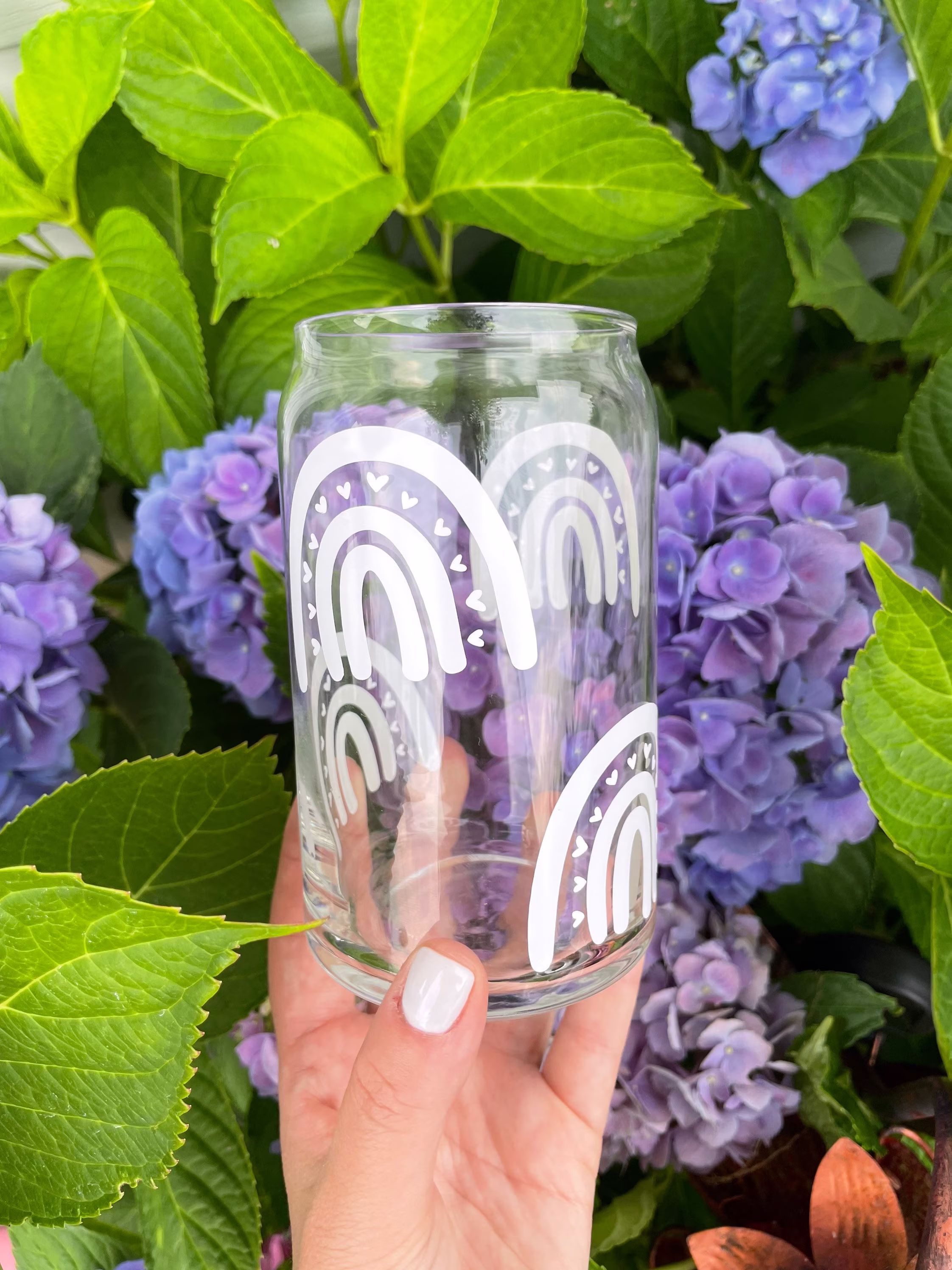 Boho Rainbow Soda/Beer Glass Can, Rainbow Cup, Iced Coffee Cup, Soda Glass, Beer Can, Glass