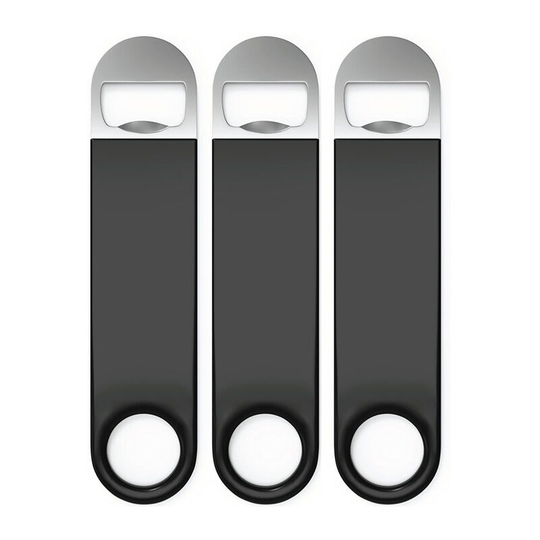 Bartender Bottle Openers, Beer Bottle Openers, Speed Openers 3 Pack Professional Grade: Rubber Coated, Stainless Steel. 7 inch