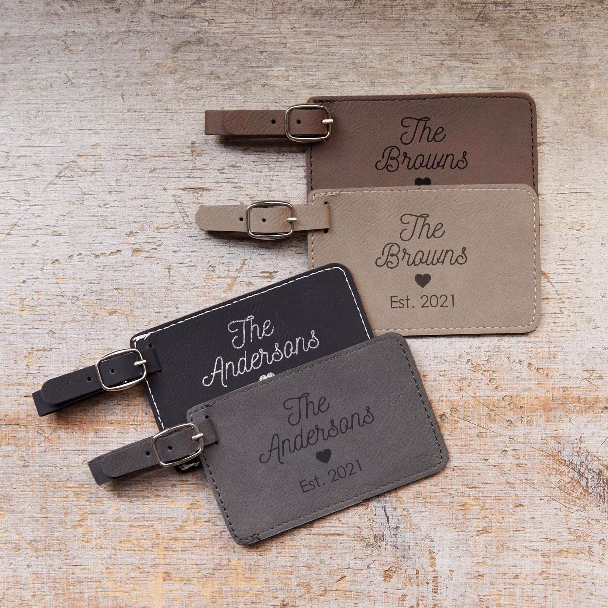 Pair | 2 Personalized Wedding Luggage Tags By Lifetime Creations Matching Engagement Gift, Honeymoon Travel Bag For Newlywed Couple