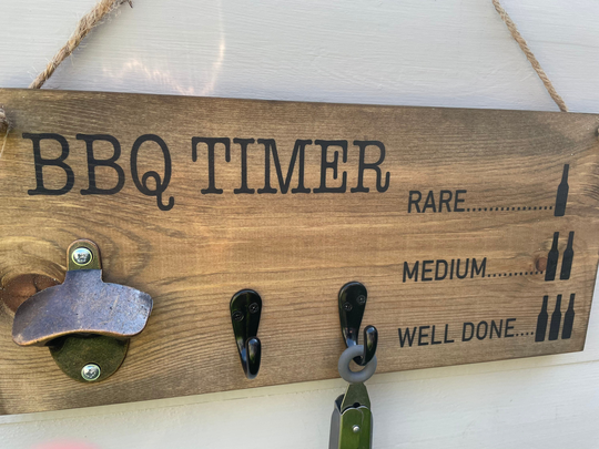 Father's Day Gift, Bbq Hanging Hook Sign, Beer Bottle Opener, Housewarming Gift, Beer, Dad Gift, Bbq Utensil Hook, Bbq
