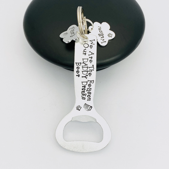 Gift Off The Dog, We Are Reason Our Daddy Drinks Beer Bottle Opener Keyring
