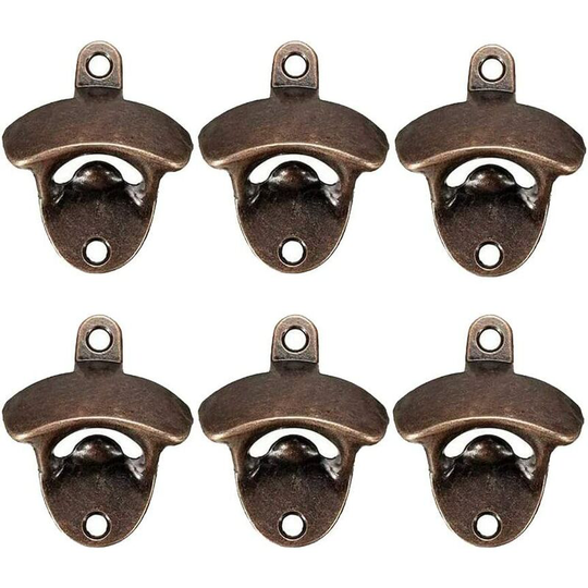 Set of 6 Rustic Wall Mounted Beer Bottle Opener with Mounting Screws