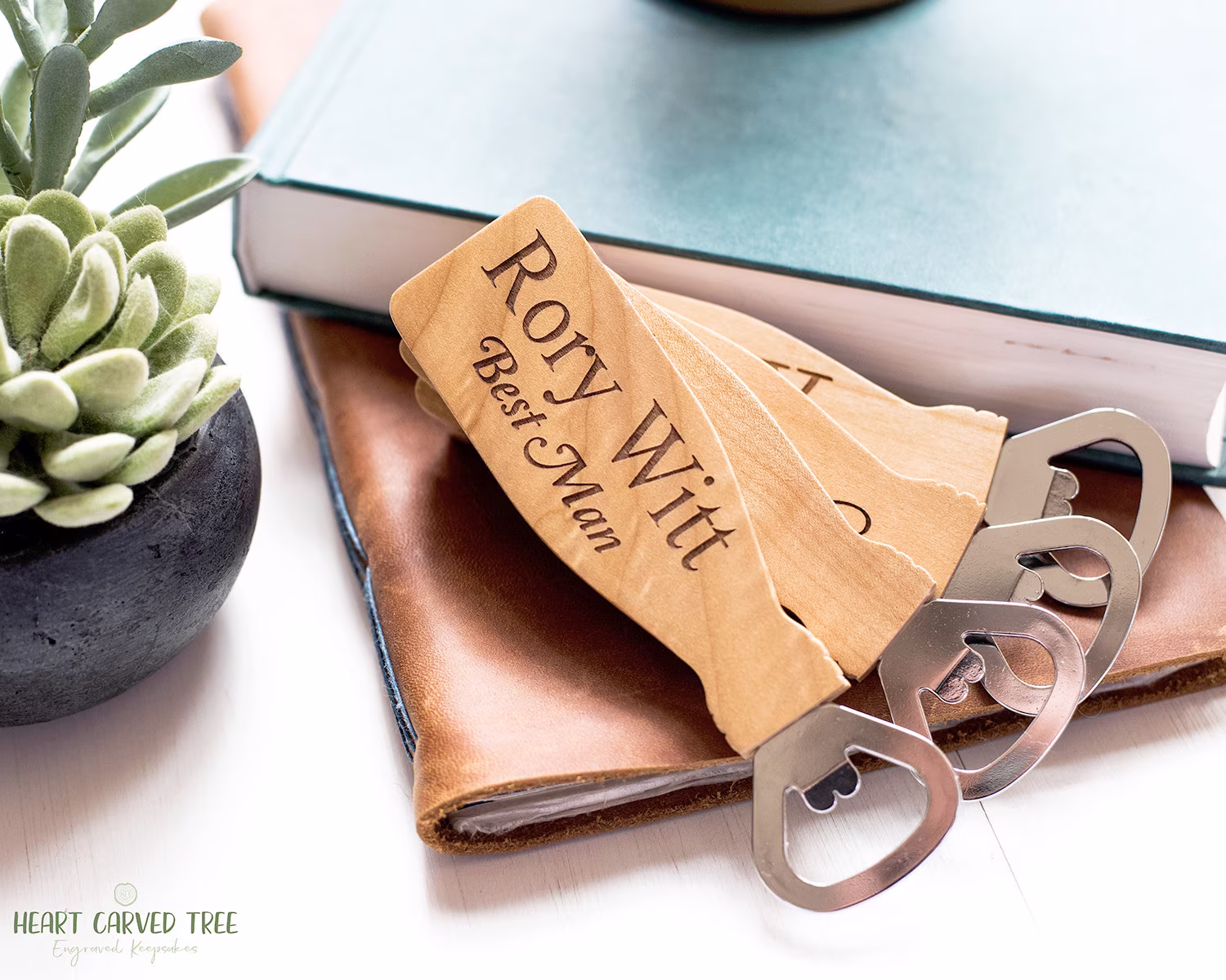Custom Best Man Gift, Wood Bottle Opener, Engraved Name, Groomsmen Gifts, First & Last Title, Elegant, Bachelor Party Gift