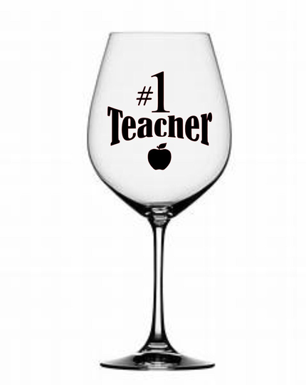 Number 1 Teacher Wine/Beer Glass Vinyl Transfers Decals X 2 - Glasses/Mugs/Bottles/Teacher Gifts/End Of School