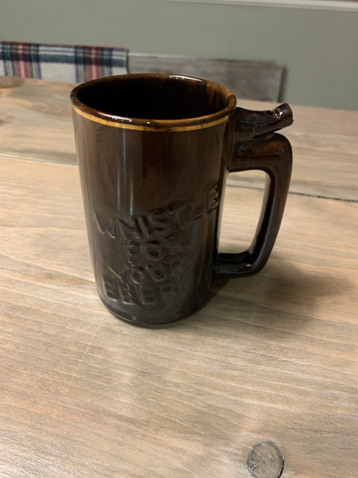 Whistle For Your Beer Wet Mug Ceramic With Whistle Brown
