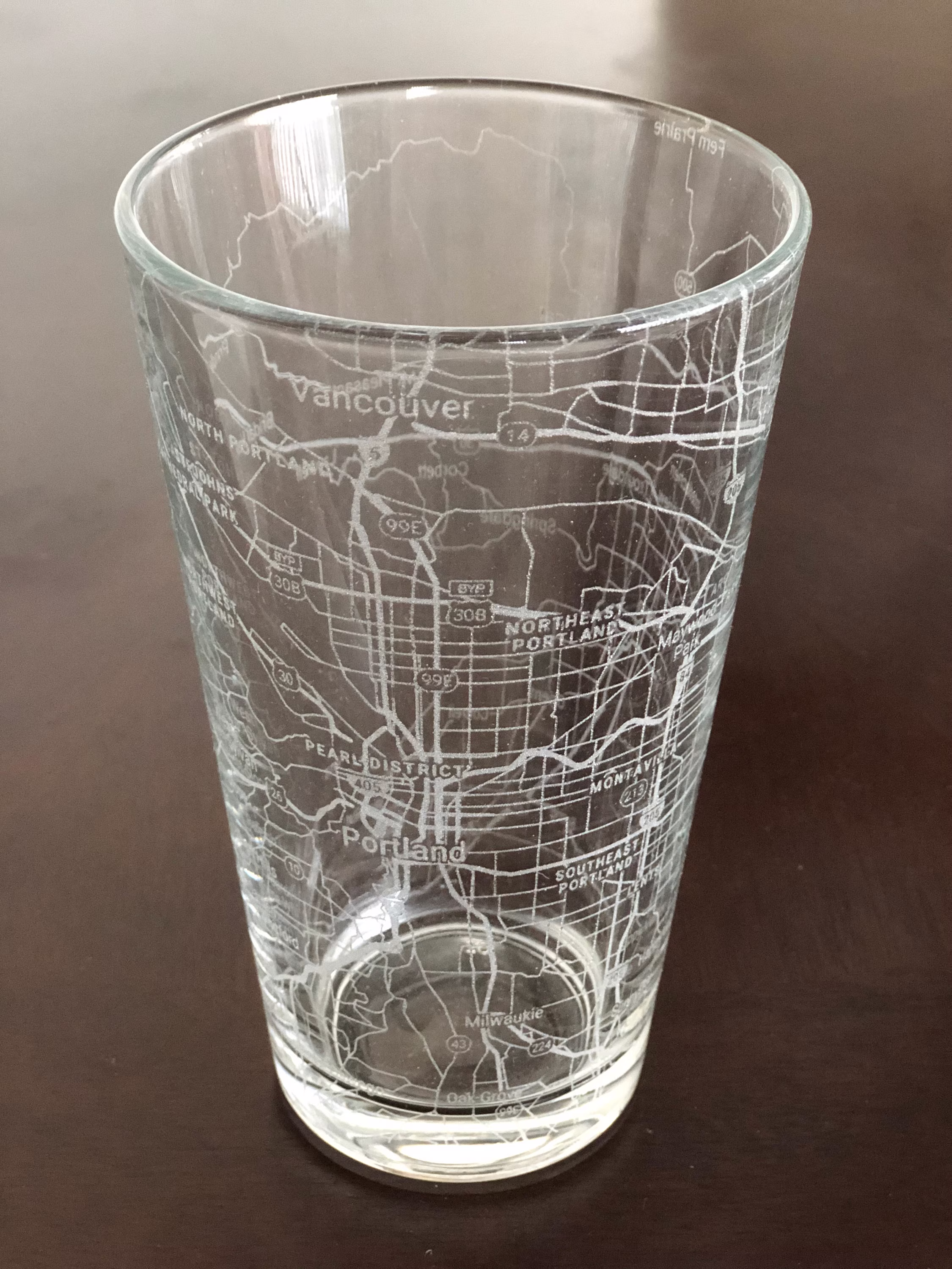 16 Oz Pint Beer Glass Urban City Map Portland, Or