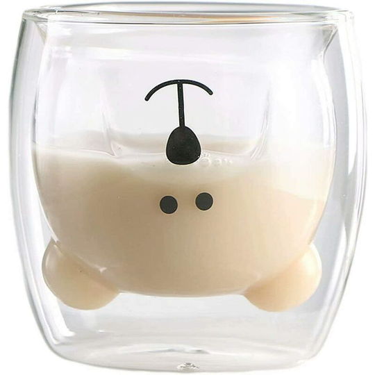 Cute beer mugs coffee tea glasses drinking glasses coffee glass double wall insulating glasses bear cat mug cup