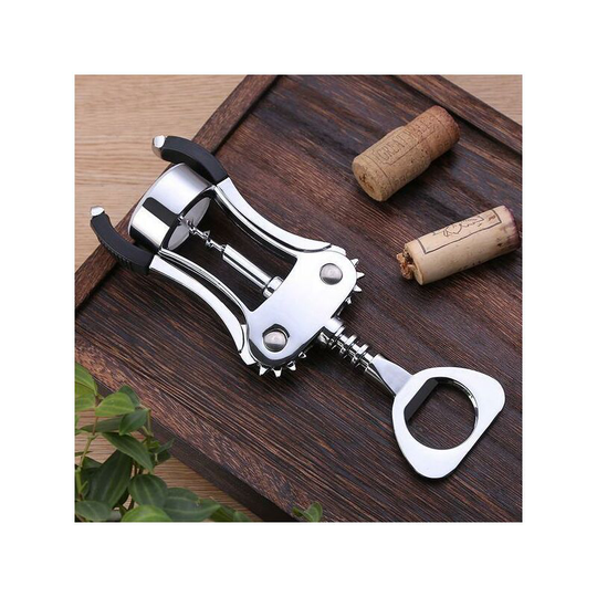 Easy Corkscrew Wine and Bottle Top Opener, Stainless Steel Handles