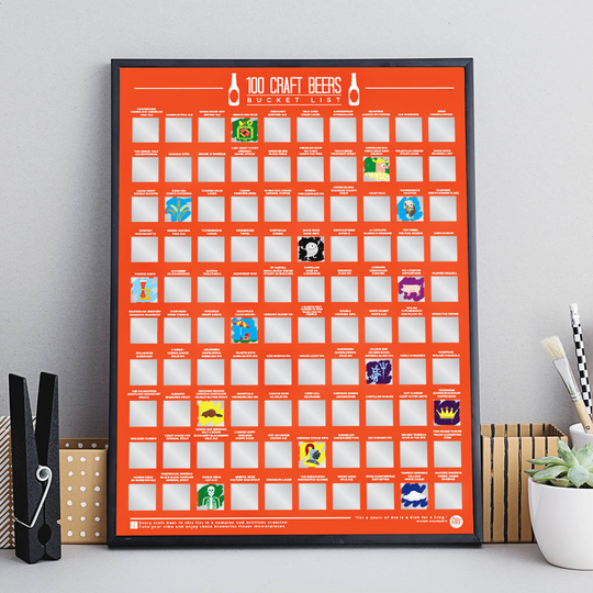 100 Craft Beer Scratch Off Bucket List Poster
