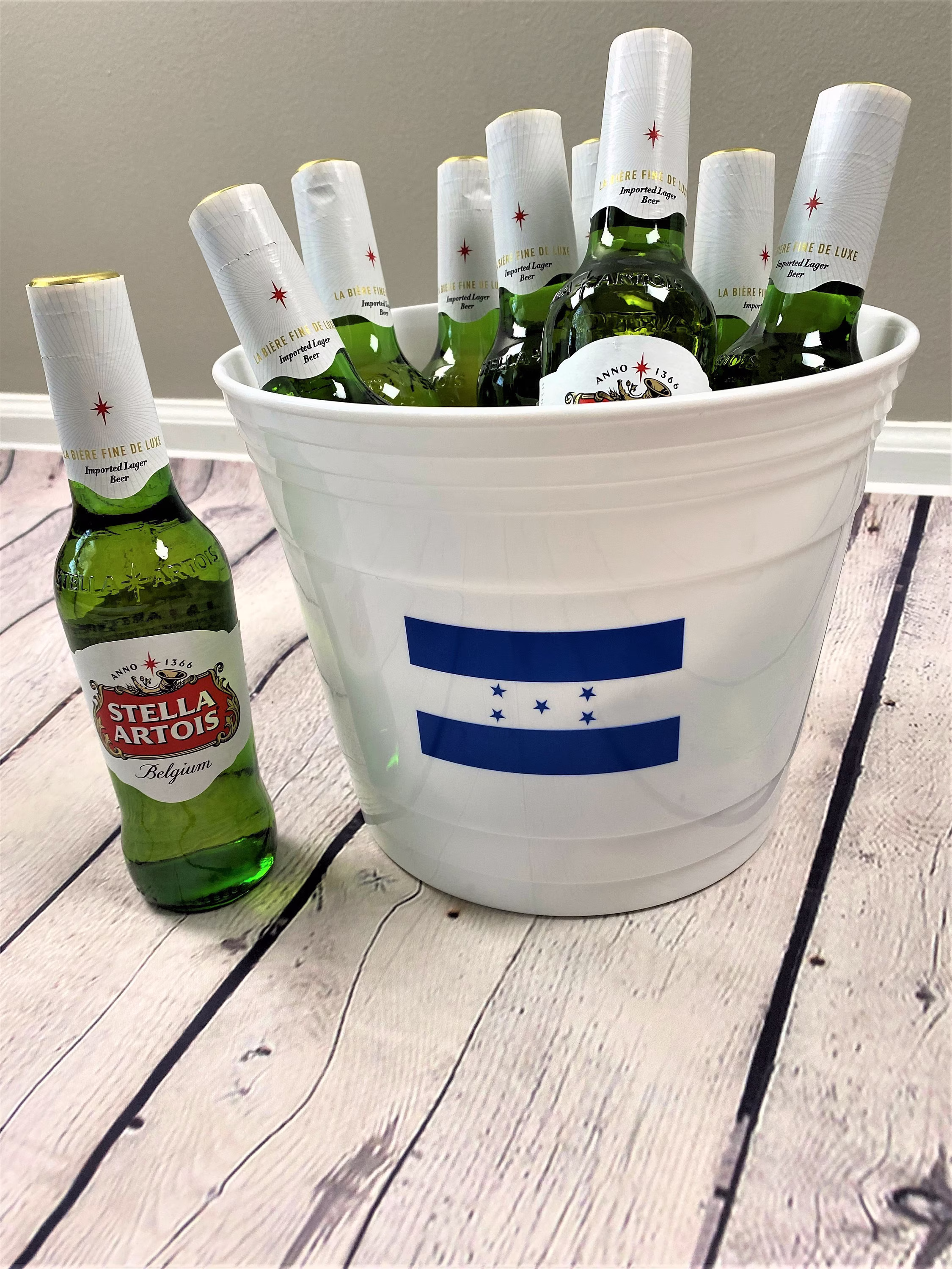 Custom Personalized Honduras Flag Salud Beer Bucket, Giant Cerveza Cup, Snack Container, Beverage Drink Cooler For Any Party Or Occasion