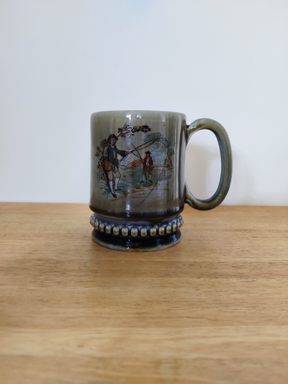 Vintage Irish Wade Beer Stein/Tankard With Fishing Design
