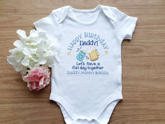 Happy Birthday Daddy Baby Vest, Gift For Daddy, Personalised Bodysuit, Dad Gift, Father Present