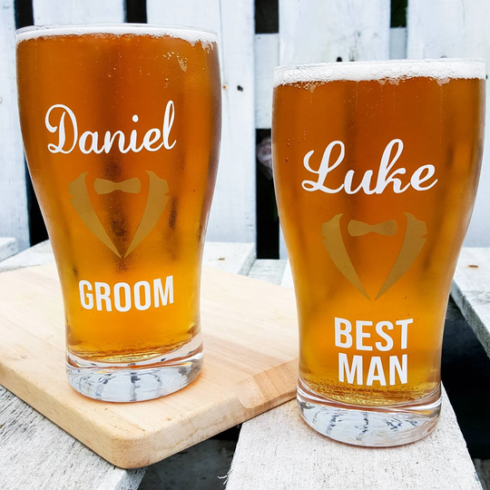 Groom Pint Glass, Best Man Personalised Groomsmen Gift, Wedding Glasses, Beer Lager Father Of The Bride Gift