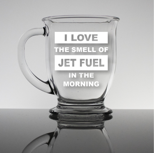 Jet Fuel in The Morning - 16Oz Coffee Mug Personalized Mug, Custom Bistro Cup, Engraved Office Gift, Fathers Day, Friendship