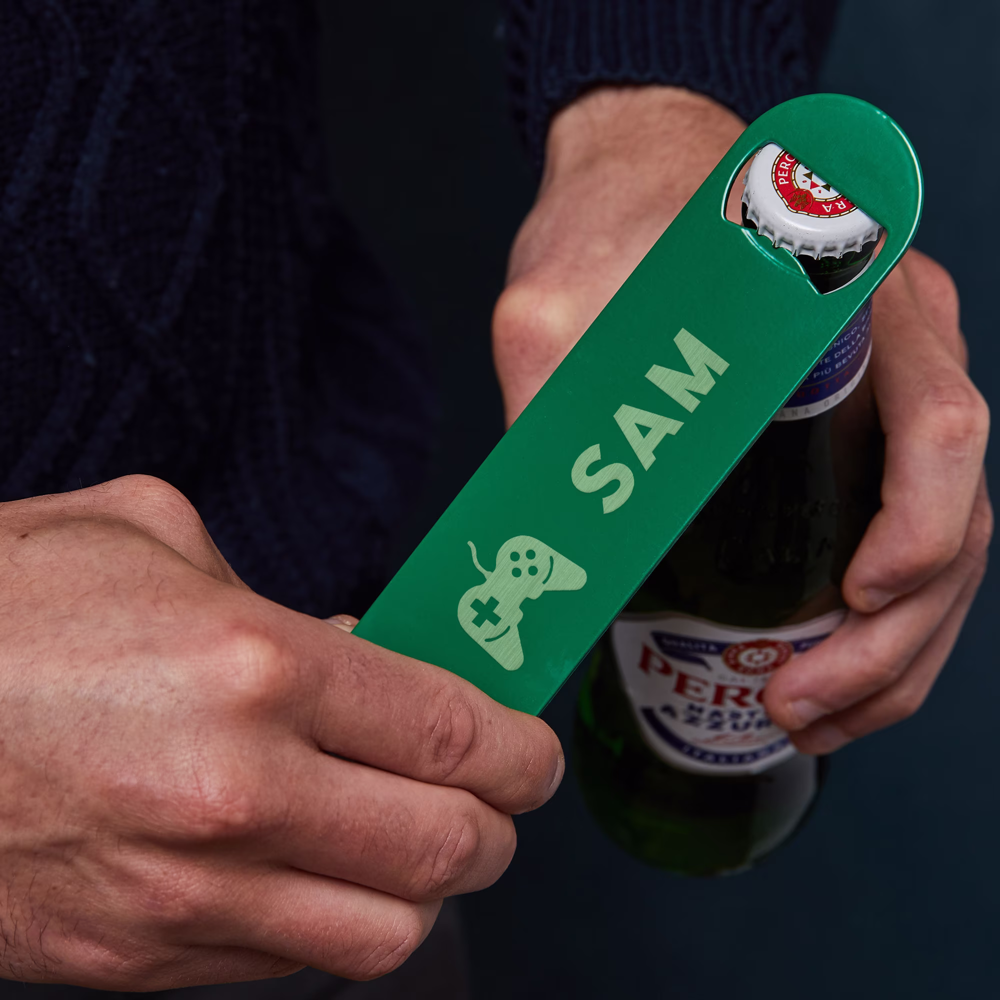 Personalised Metal Bottle Opener - Custom Bar Blade Personalized Birthday Gifts For Gamers Men Him Engraved Beer Stocking Filler
