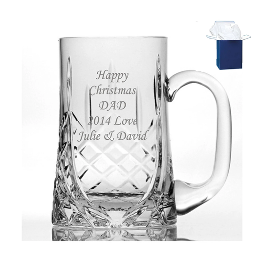 Personalised Engraved 24% Lead Crystal 1 Pint Glass Tankard - Birthday Gifts, Wedding Retirement Free Shipping