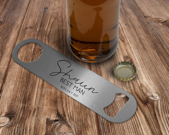 Personalised Bottle Opener - Best Man Gift Stainless Steal Opener, Gifts, Wedding Bar Blade, Groomsman, Usher