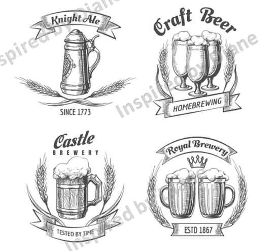 Furniture & Wall Sticker/Clear Stickers Decals Shabby Chic French Transfer/ Vintage Labels/ Beer Glasses Pattern /Diy 636