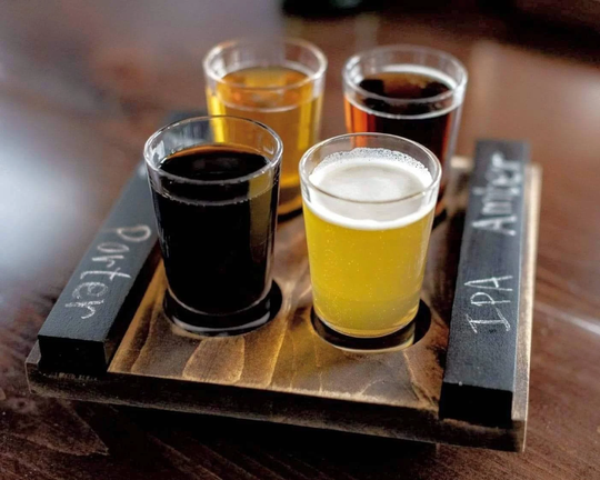 Compact, Easy To Carry, Craft Beer Flight Board W/Tasting Glasses & Chalkboard Slides. Fun, Compact Beer Gift. Usa Handmade. Ready To Ship