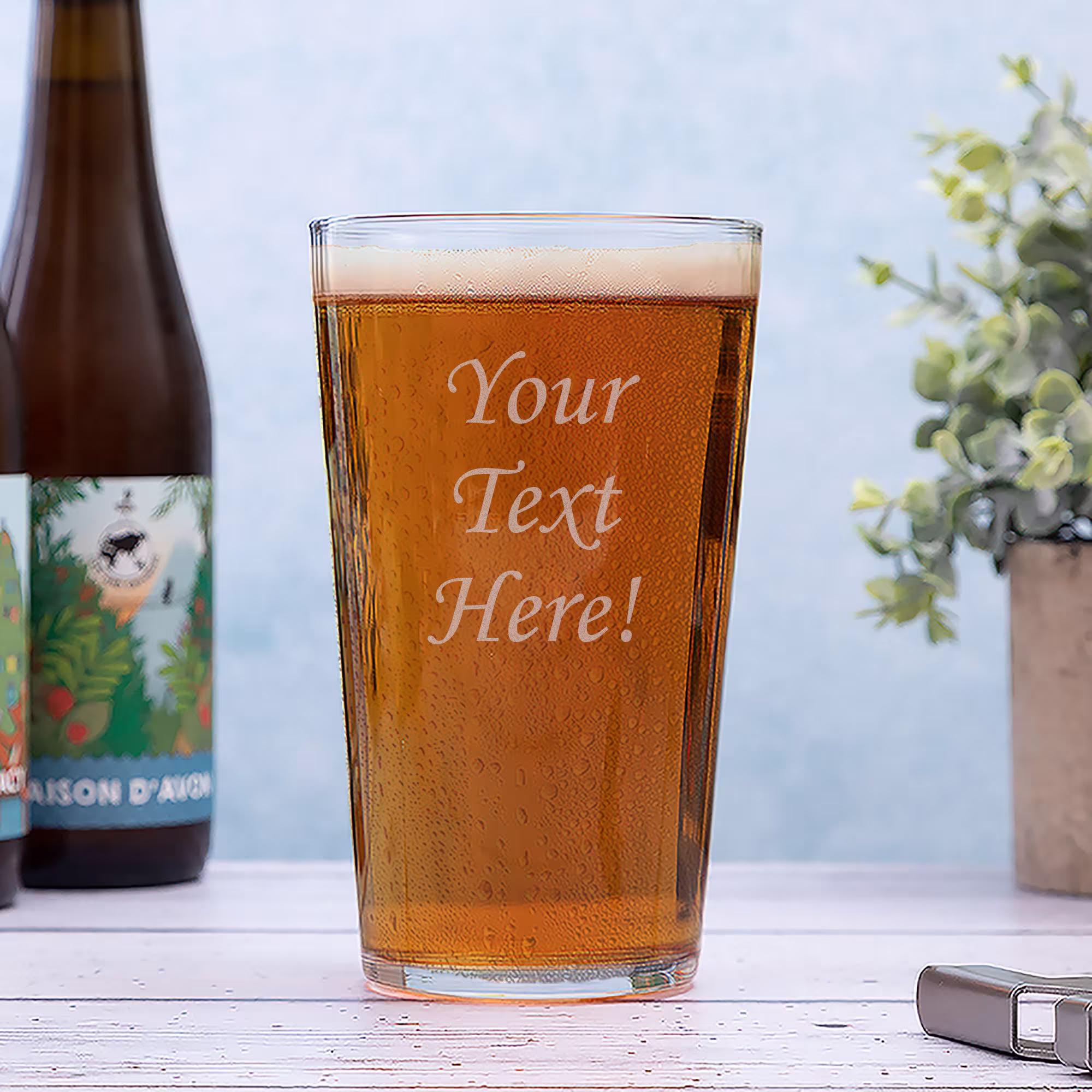 Personalised Conique Toughened 570Ml Pint Glass in Satin Lined Presentation Box - Engraved With Your Custom Text
