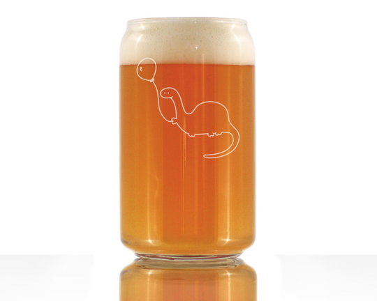 Dinosaur Birthday Balloon Beer Can Pint Glass - Cute Funny Dino Themed Gifts & Décor For Lovers 16 Oz