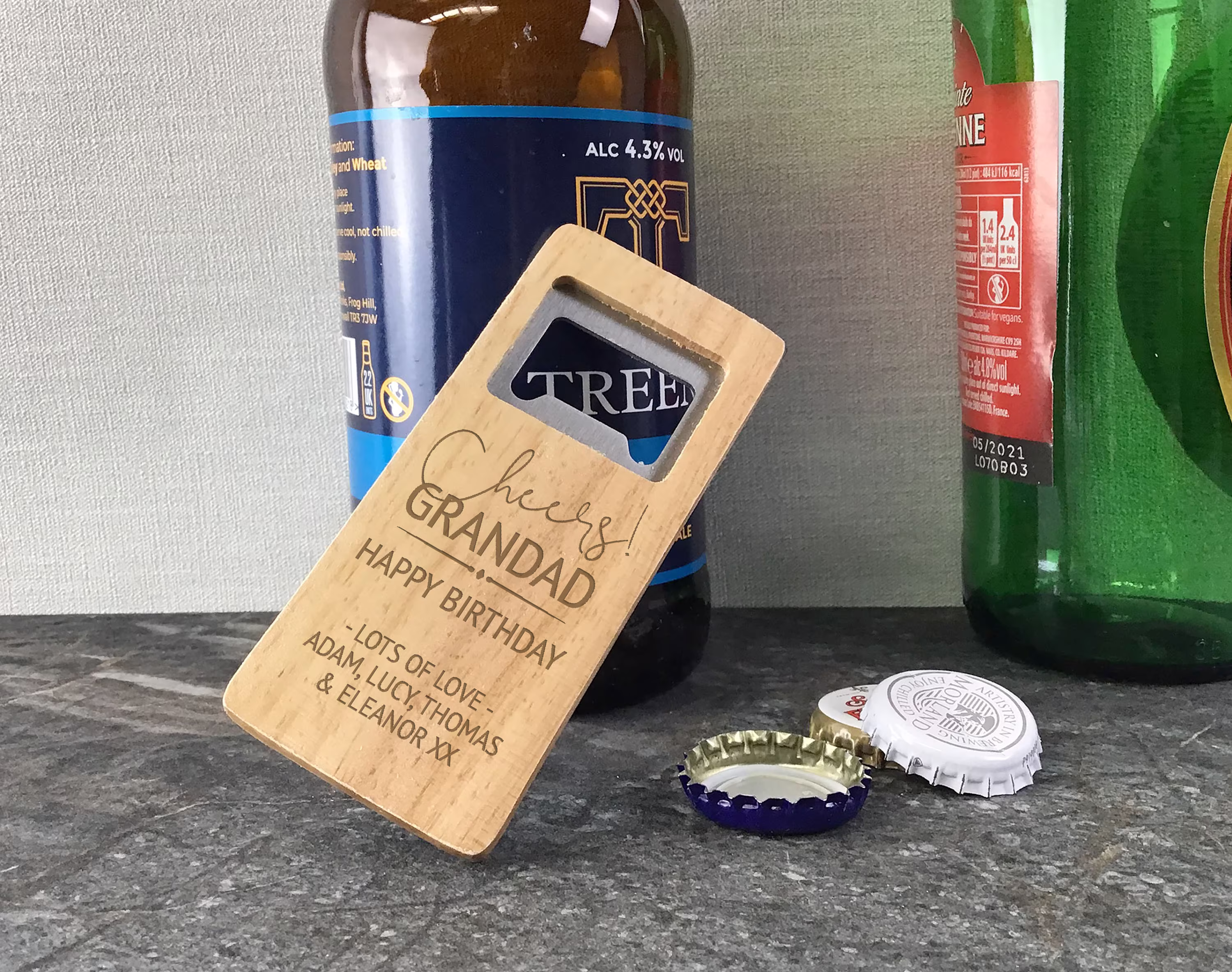 Laser Engraved Birthday Bottle Opener Personalised Gift For A Daddy Grandad Uncle Boyfriend Brother, Wooden, - Rwb-Fm
