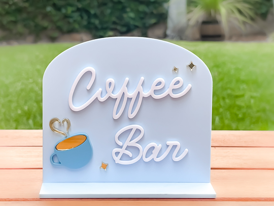 Coffee Bar Sign, Beverage Table Acrylic Sign, Gold Sign