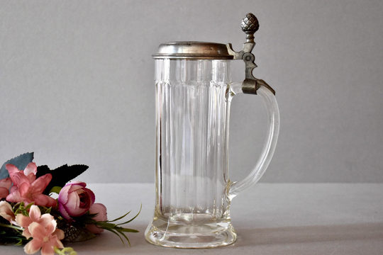 Antique Glass Beer Mug Vintage Pottery Home Decor Stein Rustic Collection German