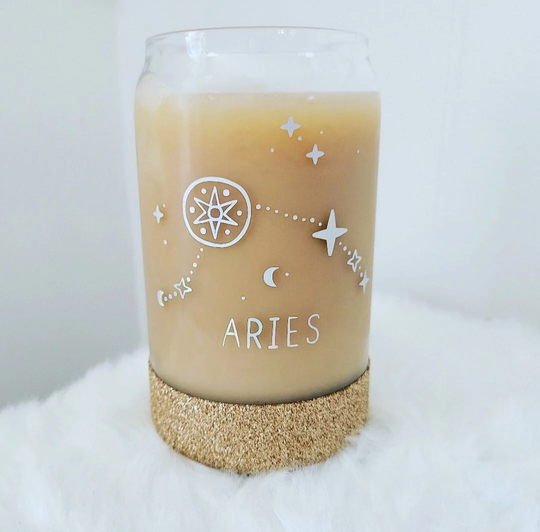 Beer Can Glass - Zodiac Sign - Coffee Iced Custom Glass Cup - Astrology - Soda Can-Glitter Dipped Can-Horoscope
