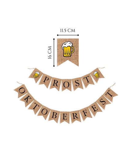 German Prost Oktoberfest Banner Decoration | Toast Beer Cheers Bunting Garland Rustic Octoberfest Birthday Party Pennant