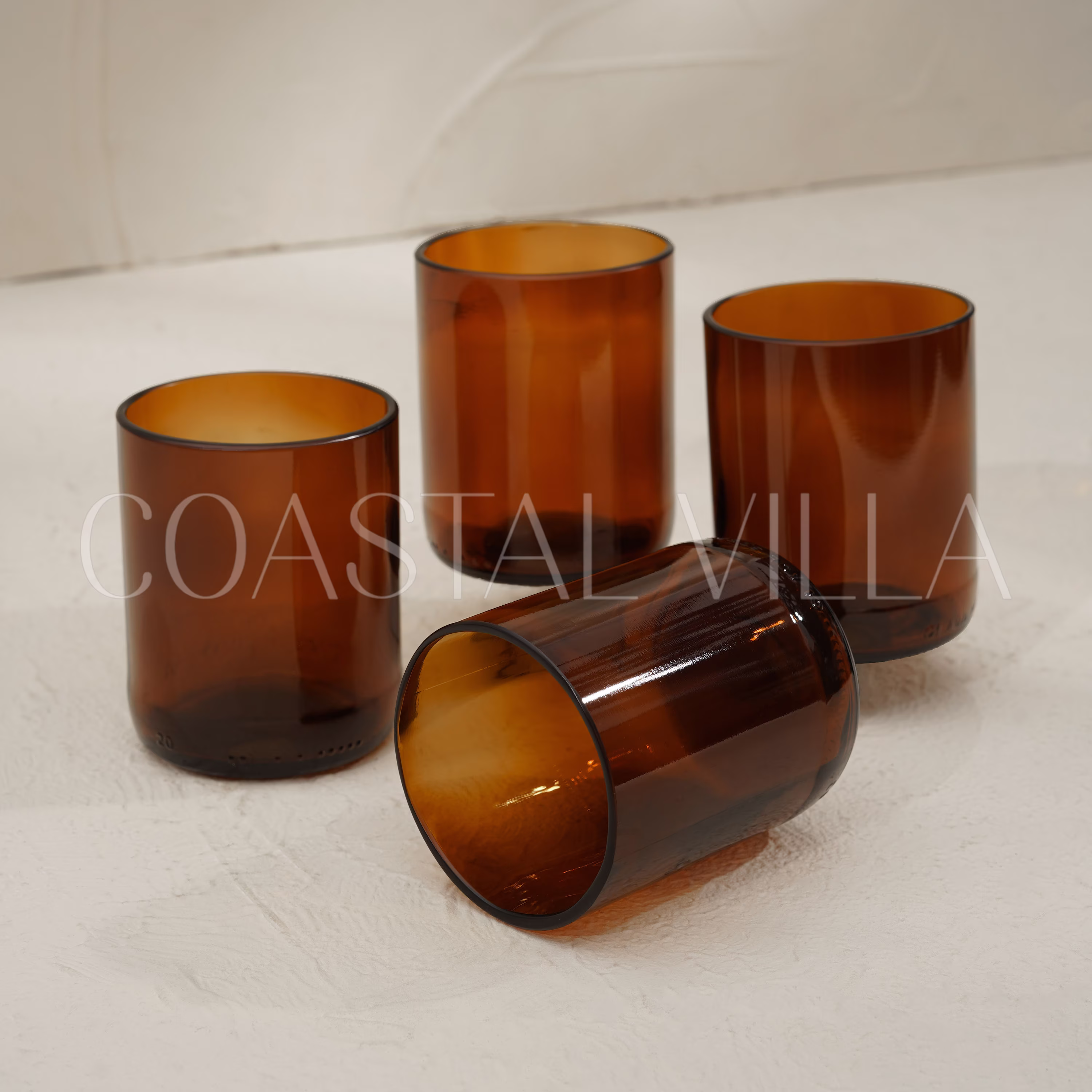 Drinking Glasses/Water Cup /Drinks Tumbler Amber Recycled Beer Bottle Up-Cycled Wedding & Events Glasses