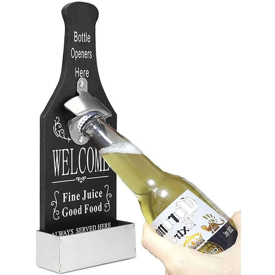 Beer Soda Bottle Opener Wall Mounted Bottle Opener and Cap Catcher, Manual Can Opener, Multifunctional Kitchen Tool, Easy Suitable Elderly, for Home,