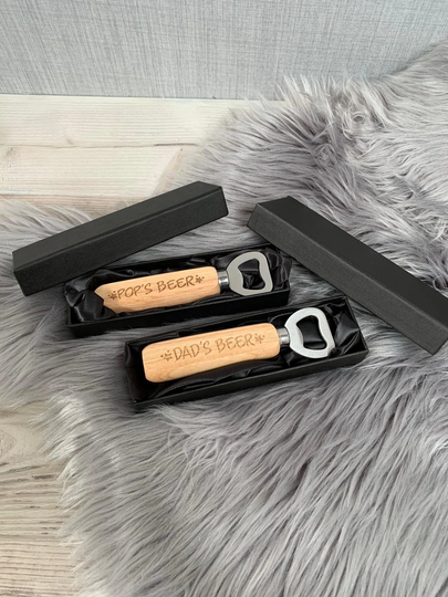 Personalised Engraved Dad's Beer Wooden Bottle Opener With Box Included - Wedding Gift Groom Best Man Groomsman Favour