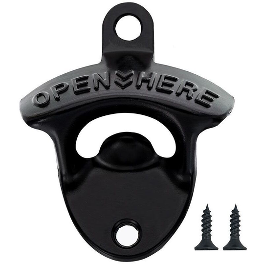 Creative Zinc Alloy Bottle Opener Retro Wall Hanging Beer Bottle Opener Wall Hook Bottle Opener (Black)