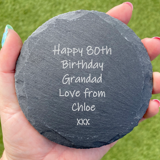 Grandad 80Th Birthday Gift, Personalised Slate Coaster, May For Him, Birthday, Gift Men Birthday