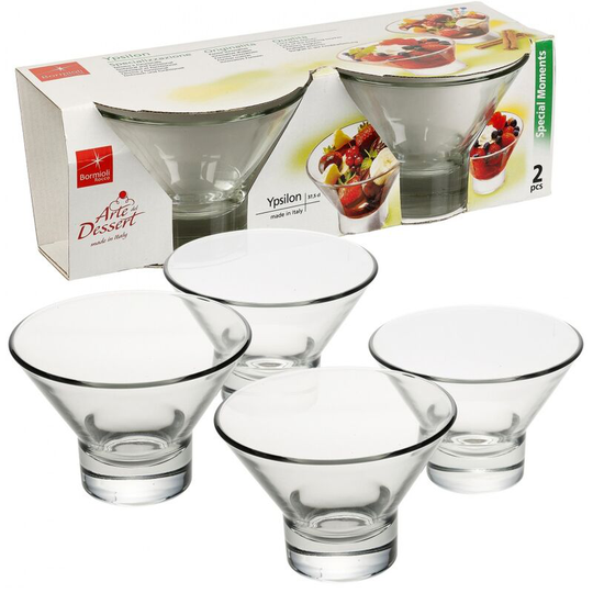 2 Pcs Bormioli Rocco Ypsilon 37.5cl Dessert Bowls Sleeve Packs [047394]