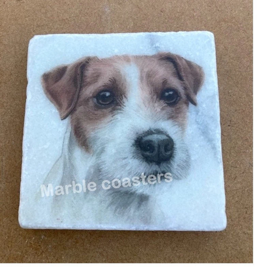 Parson Jack Russell - Marble Coasters & Trivet | Handmade Home Gift Tea Coffee Wine Drink Mats Artwork Beer Mugs