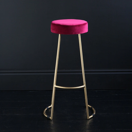 Tapas Bar Stool Tulip Red Seat Metal Gold Base 78cm Kitchen Counter Chair X 2