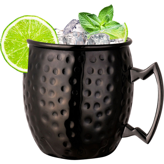 Moscow Mule Copper Mugs 530ml Stainless Steel Copper Beer Mugs Cocktail Copper Mug Hammered Cups Beer Glasses Cocktail Drinking Cups Mug, Black