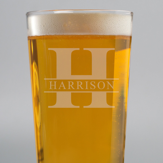 Personalised Initial & Name Pint Glass Gifts Ideas For Birthday Christmas Fathers Day Dad Uncle Son Mens Him Beer Lager
