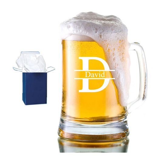 Personalised Engraved Beer Glass Tankard, Birthday Gifts , Father Day Gifts, Initial & Name, Any Name