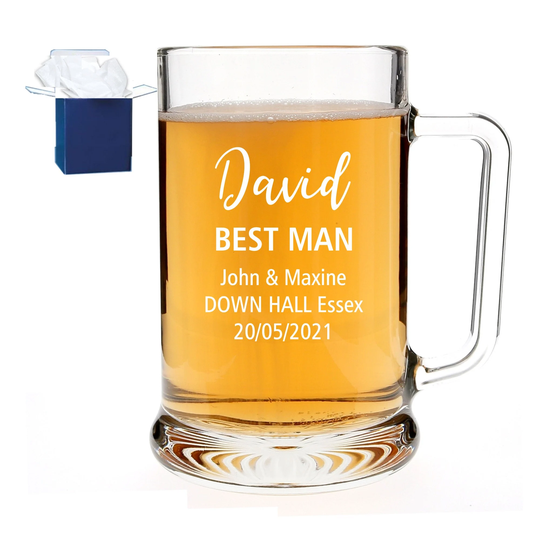 Personalised Glass Groomsmen Gifts - Personalized Best Man Tankard Wedding Pint Beer For Groomsman Engraved Gift