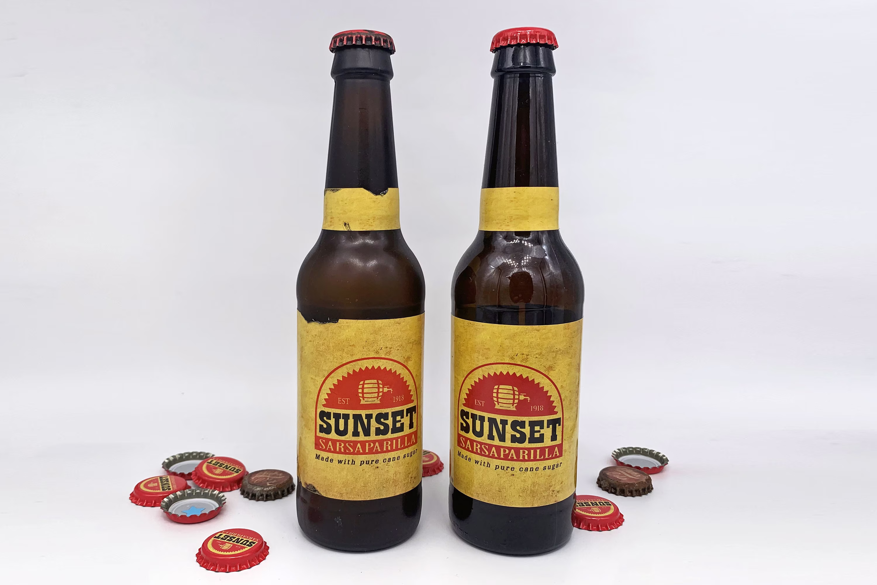 Sunset Sarsaparilla Root Beer - Glass Bottle Fan Made Prop