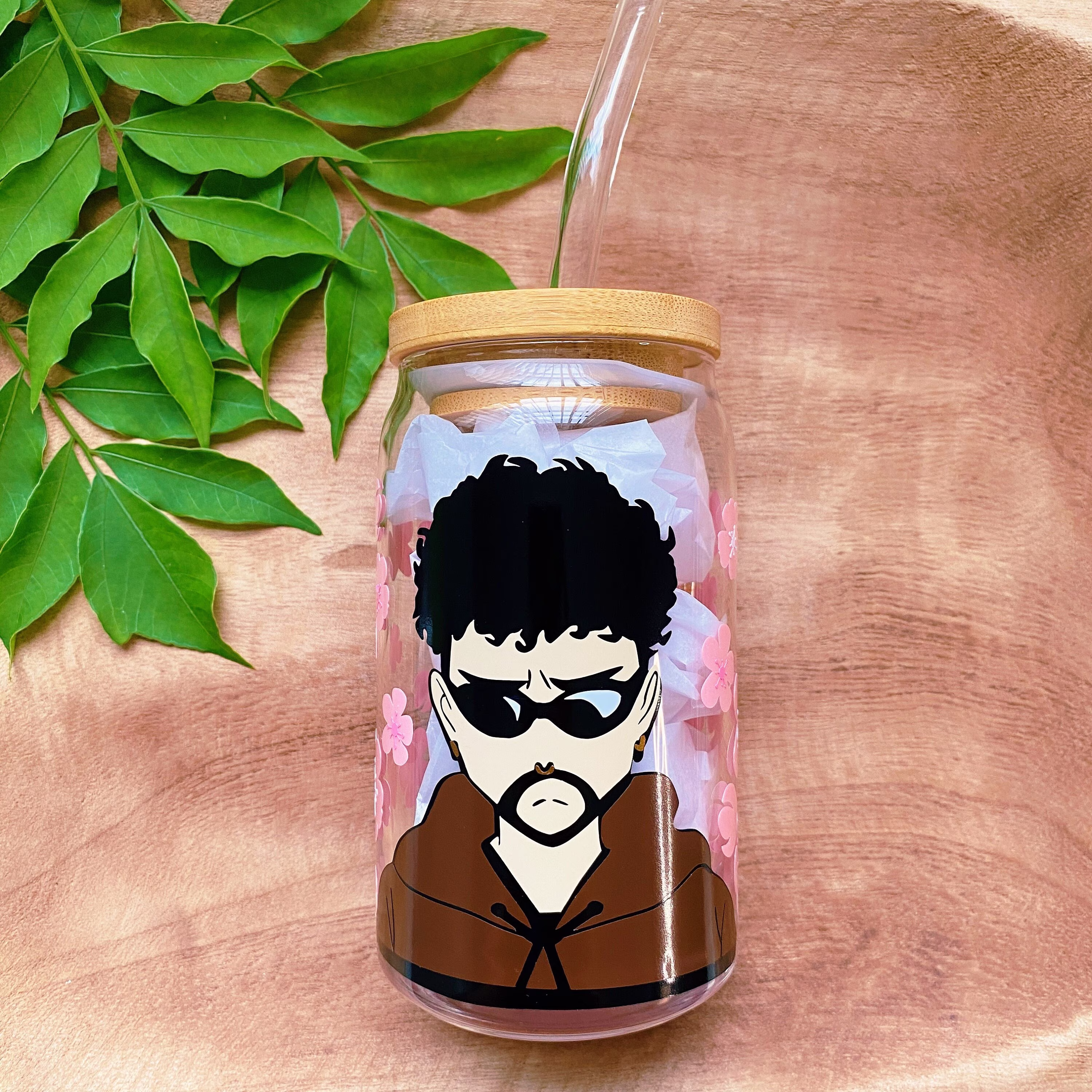 Bad Bunny Beer Can Glass, Un Verano Sin Ti, Iced Coffee Yonaguni Merch Gift