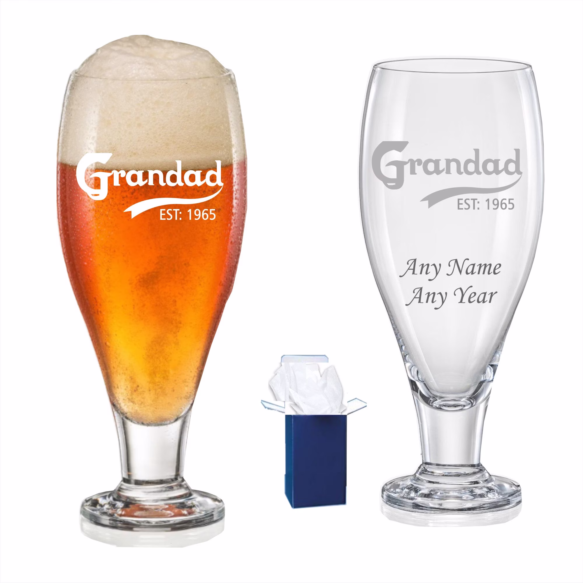 Personalised Engraved Stemmed Beer Glass 380Ml, If Carlsberg Done Grandads, Any Name