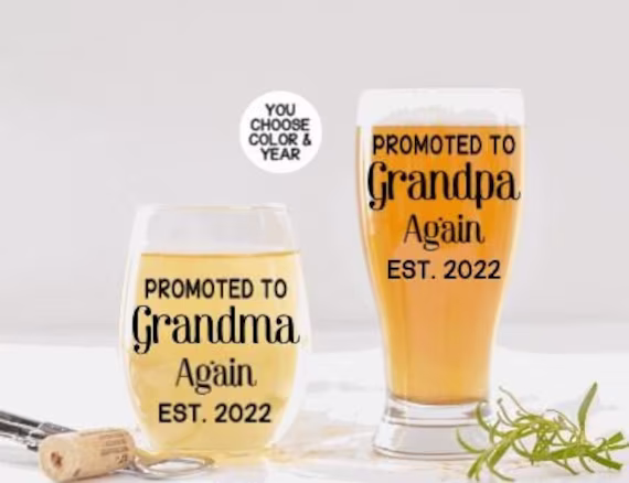 Grandma & Grandpa Again Gift, Grandparents To Be Promoted Again, Gift For New Grandpa, Grandbaby
