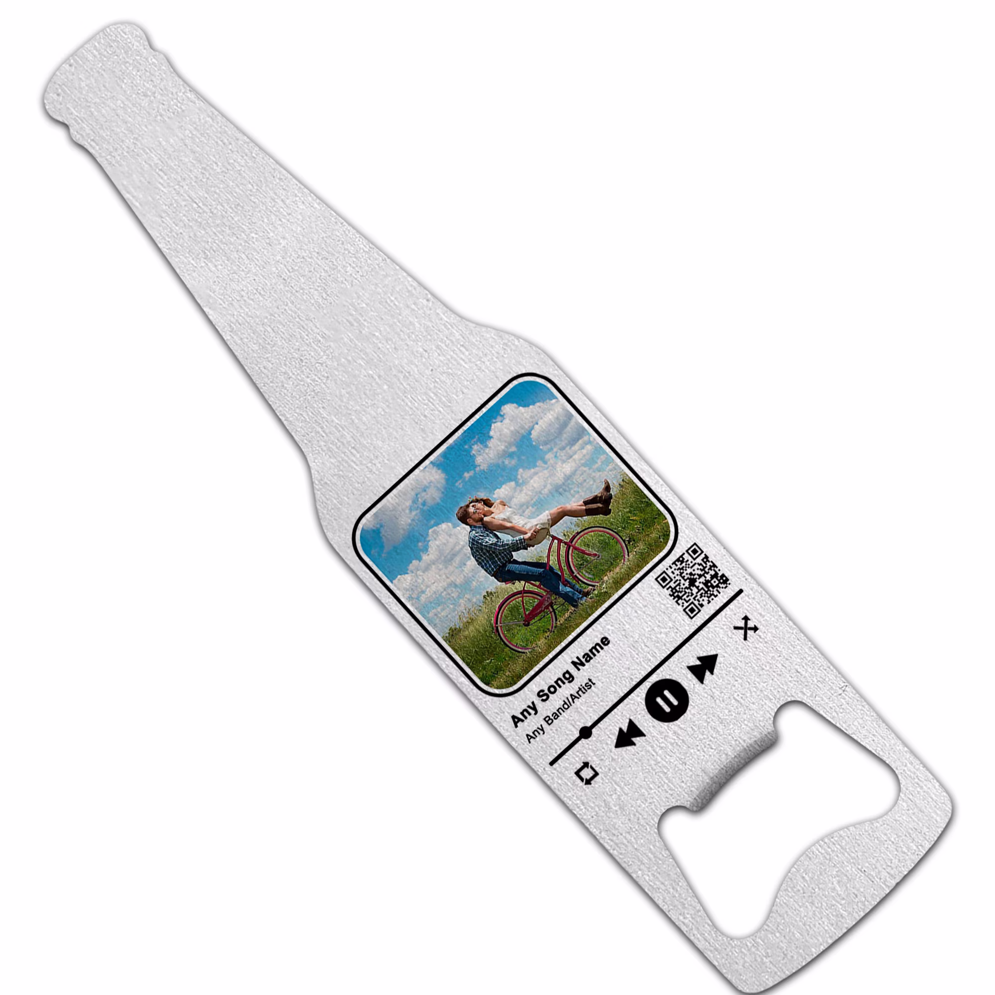 Personalised Song & Album Music Keepsake | Qr Code Stainless Steel Beer Bottle Opener - Shape